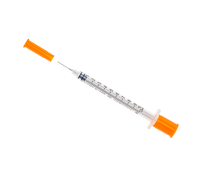 Insulin Syringe - Standard, Fixed Needle, 1mL, 27Gx13mm