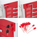 TASK EMERGENCY TROLLEY RED 5 DRAWER LOCKING BAR, DEFIB SHELF, IV POLE & ACCESSORIES 63(W)x48(D)x95(H)CM