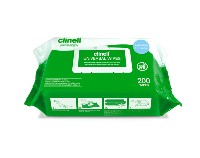 CLINELL UNIVERSAL DISINFECTANT WIPES SOFT PACK - 200 (CW200AUS)