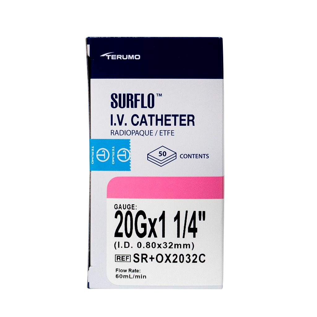 TERUMO SURFLO I.V. CATHETER 20G X 1.25" - 50 (SR+OX2032C)