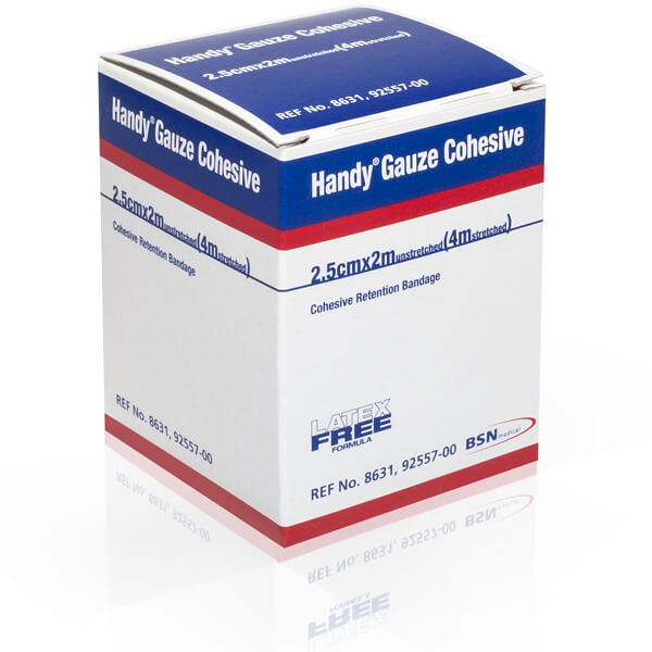 HANDYGAUZE COHESIVE BANDAGE WHITE 2.5CMx4M (2M UNSTRETCHED, 4M STRETCHED) 8631