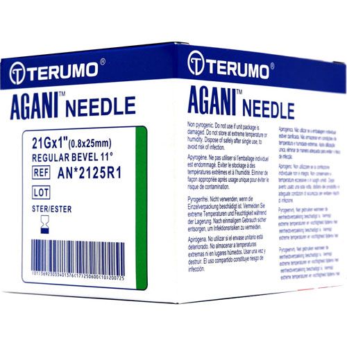 TERUMO AGANI NEEDLE 21G X 1"(25) - 100 (AN2125R1)