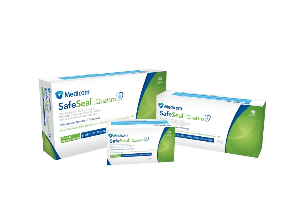 SELF SEAL AUTOCLAVE STERILIZING POUCHES 190x358MM (PAPER SZ) 190x330MM (FILM SZ) - Box of 200 (88030-4)