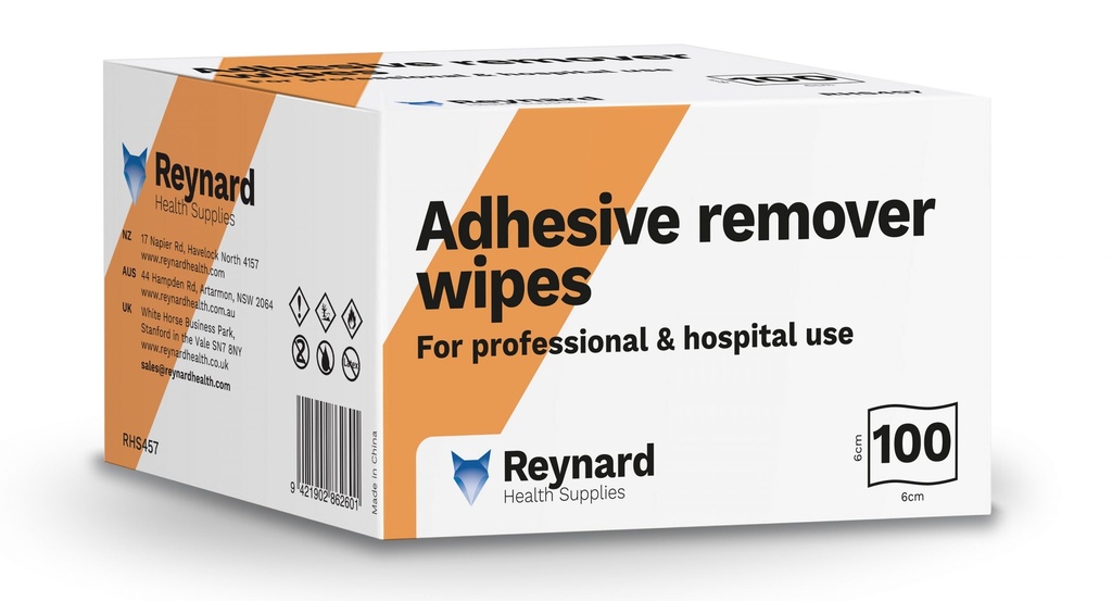 REYNARD ADHESIVE REMOVAL WIPES RHS457 (6X6CM) - 100