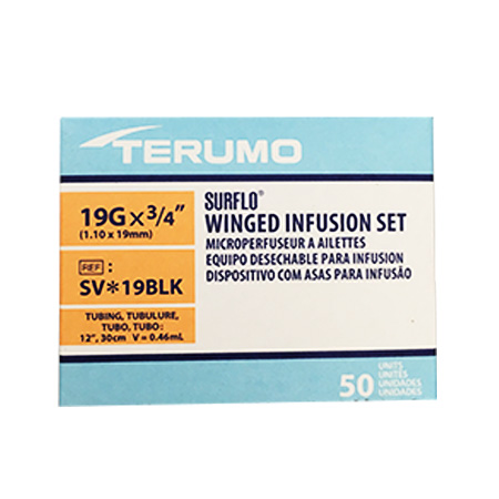 TERUMO SURFLO WINGED INFUSION SET 19G LONG - 50 (3SV19BLK)