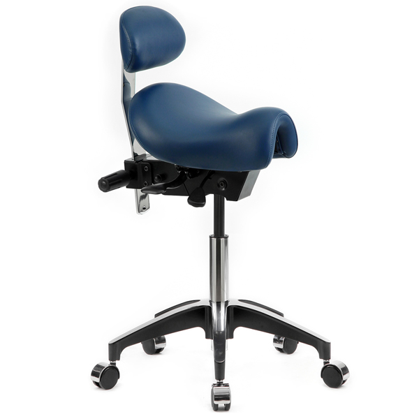 WINBEX ASCOT STANDARD SADDLE SEAT STOOL WITH BACK - NAVY BLUE 00-5111-14 DU300A
