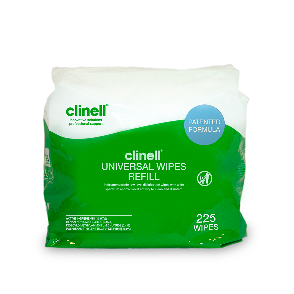 CLINELL UNIVERSAL DISINFECTANT WIPES REFILL PACK - 225 (CWBUC225RAUS)