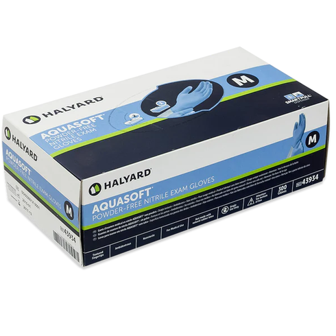 HALYARD AQUASOFT POWDER FREE NITRILE EXAM GLOVES MEDIUM BOX OF 300 (47636)