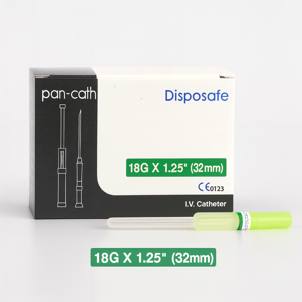 DISPOSAFE IV CANNULA 18G X 1.25" (32mm) - Box of 50