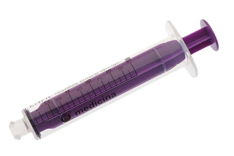 10ML PURPLE 7 DAY REUSABLE ENT. SYRINGES - Box of 100 (LHE10)