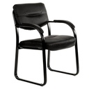 VISITOR CHAIR CLIENT WITH FIXED PADDED ARMS, PU LEATHER, NON STACKABLE 120KG RATING BLACK (YS10B)