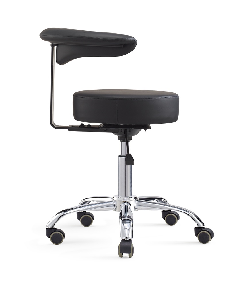 TASK MEDICAL ROUND STOOL WITH ARMREST BLACK