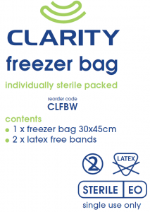 CLARITY STERILE FREEZER BAGS WITH 2 ELASTIC BANDS - 100