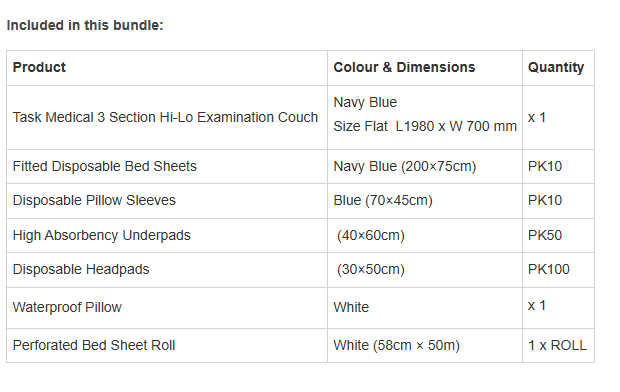 Task Medical 3 Section Hi-Lo Examination Couch With Starter Bundle