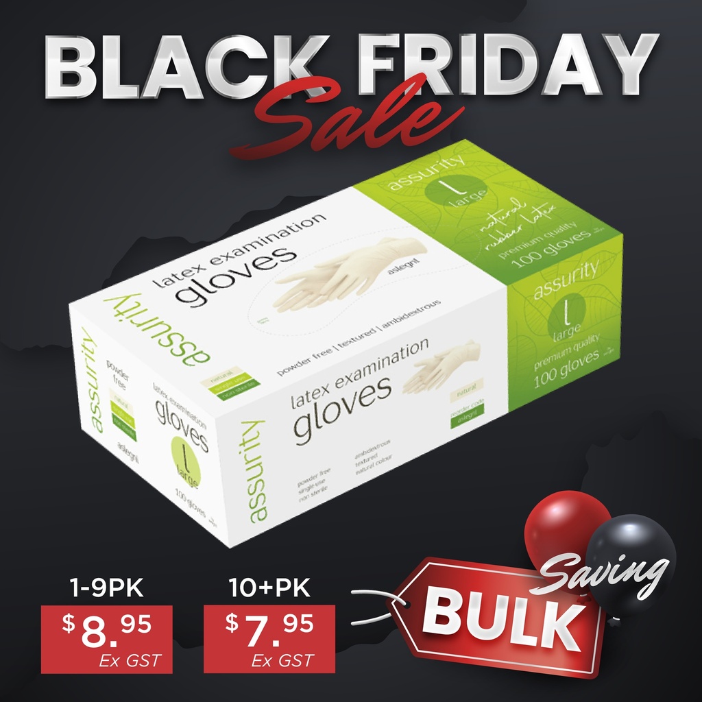 ASSURITY NATURAL LATEX EXAM GLOVE POWDER FREE LARGE - 100