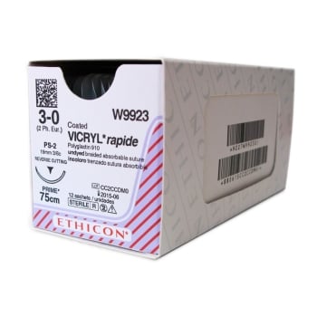 VICRYL RAPIDE SUTURE 3/0 19MM NEEDLE 75CM THREAD - 12 (W9923)