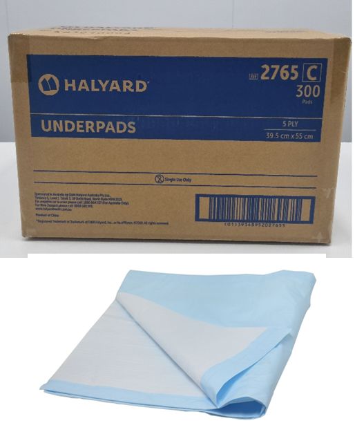 HALYARD UNDERPAD 5 PLY FOLDED 39.5CM X 55CM Carton-300