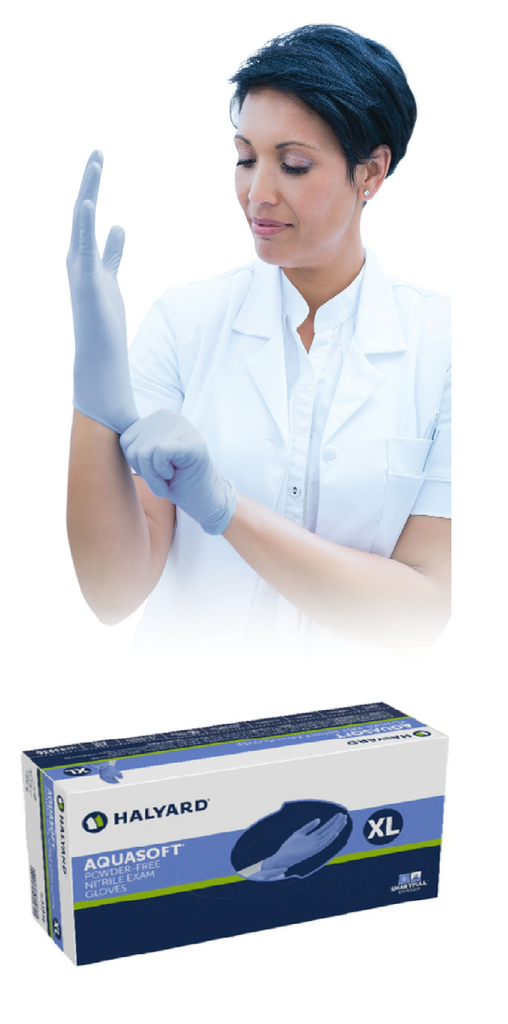 HALYARD AQUASOFT POWDER FREE NITRILE EXAM GLOVES XLARGE - BOX OF 300 (47638)