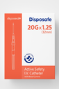 DISPOSAFE DISPOSEAL ACTIVE SAFETY I.V. CATHETER WITH BLOOD CONTROL 20G x 1.25" (32mm) - Box of 50